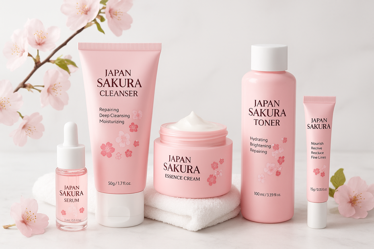 Pack 5 pièces Sakura Japan – Beauté & Hydratation Complète